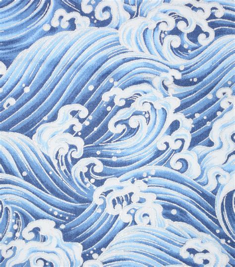 asian inspired fabric-packed waves blue metallic|Blue Asian Wave Cotton Fabric .